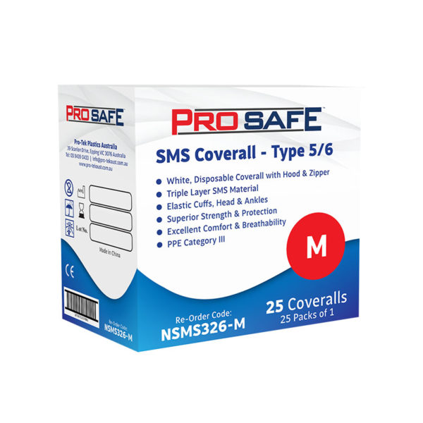 Pro-Safe Medium SMS Coverall Type 5/6 White